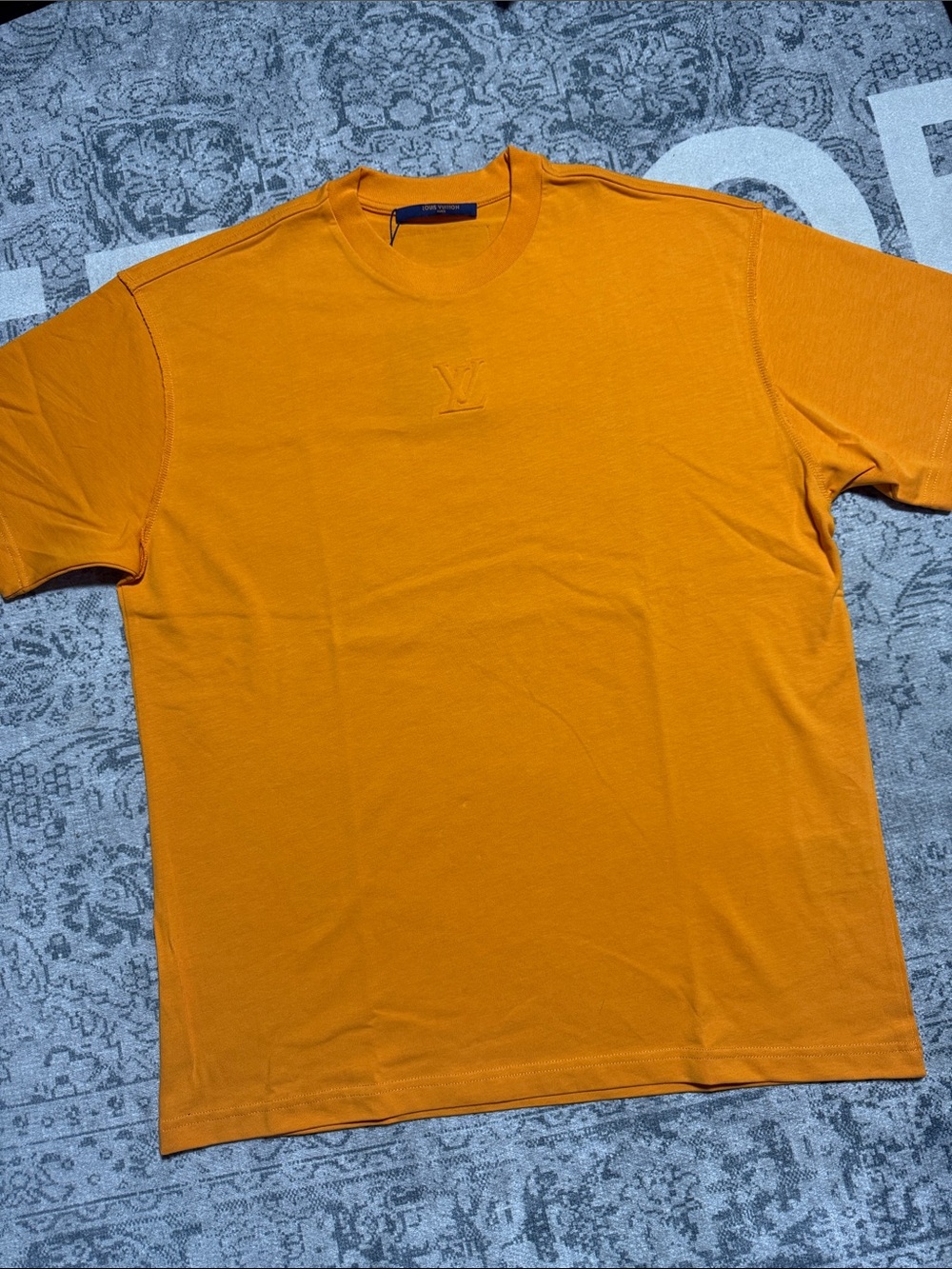 Louis Vuitton Orange Embroidered Short Sleeve Crewneck Tee